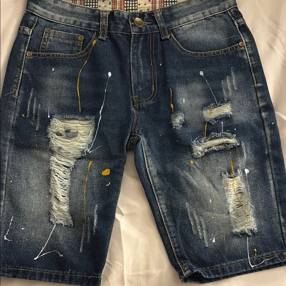 Stylish Distressed Blue Denim Shorts